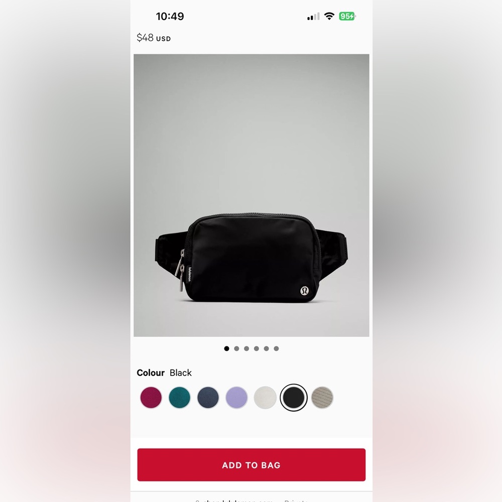 Black Lululemon “Wear Everywhere Belt Bag” 🖤